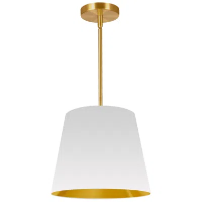 Dainolite Oversized Drum 14" Wide Small Tapered Drum White And Gold Shade Pendan