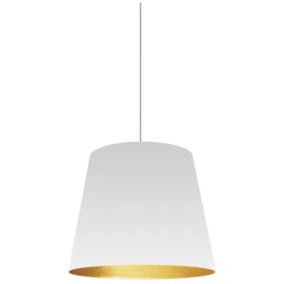 Dainolite Oversized Drum 14" Wide Small White And Gold Shade Pendant