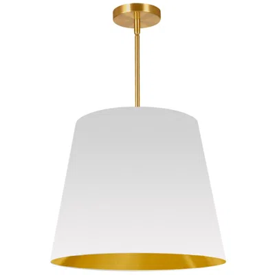 Dainolite Oversized Drum 20" Wide Medium Tapered Drum White And Gold Shade Penda