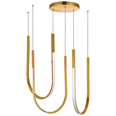Dainolite Pacari 27"w Aged Brass 54w Horizontal Pendant W/ White Diffuser