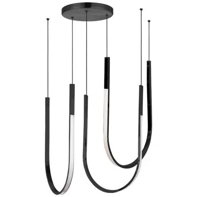 Dainolite Pacari 27"w Matte Black 54w Horizontal Pendant W/ White Diffuser