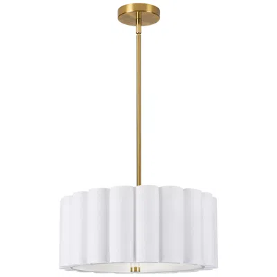 Dainolite Pacifica 16" Wide 3-light Aged Brass Finish Pendant W/ White Shade