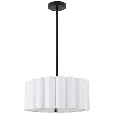 Dainolite Pacifica 16" Wide 3-light Matte Black Finish Pendant W/ White Shade