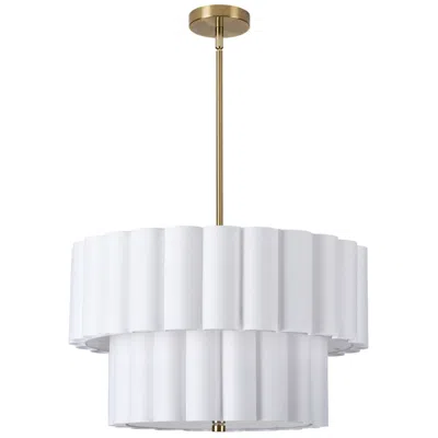 Dainolite Pacifica 22" Wide 4-light Aged Brass Finish Pendant W/ White Shade