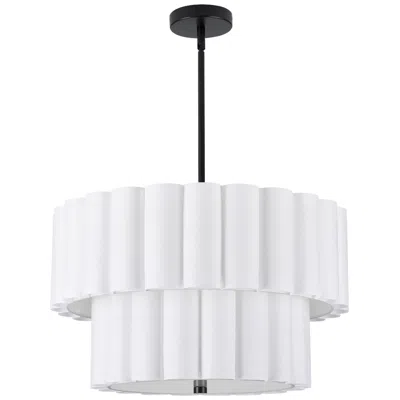 Dainolite Pacifica 22" Wide 4-light Matte Black Finish Pendant W/ White Shade