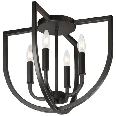 Dainolite Pamela 15" Wide 4 Light Matte Black Flush Mount