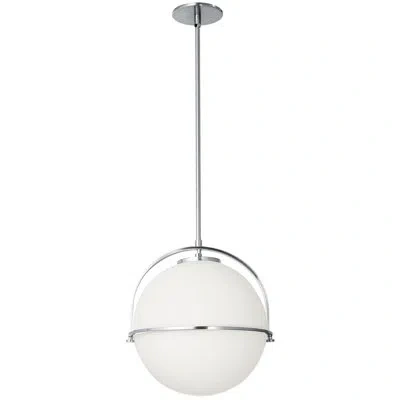 Dainolite Paola 1 Light Pendant - White Opal Glass In Polished Chrome