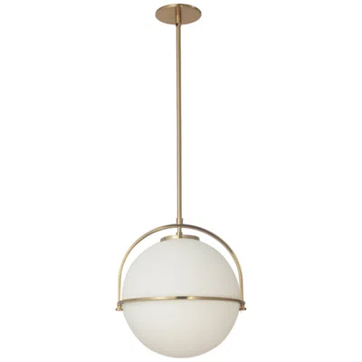Dainolite Paola 11 1/2" Wide Aged Brass White Opal Glass Globe Pendant