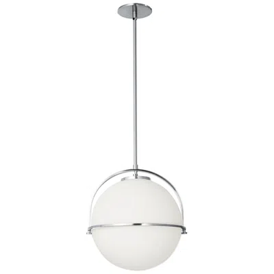 Dainolite Paola 11.5" Wide Polished Chrome Pendant With White Opal Glass