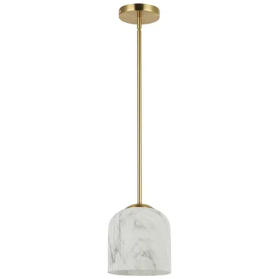 Dainolite Patrice 7" Wide Aged Brass Finish Pendant W/ Alabaster Shade