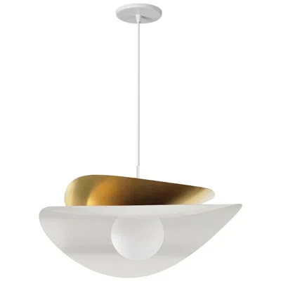 Dainolite Paven 2015ledp 20" Wide Matte White, Aged Brass, Opal Led Pendant