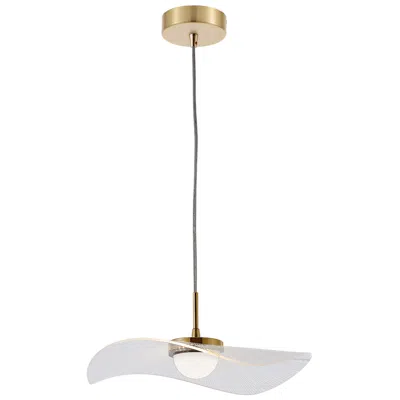 Dainolite Percival 15.75" Wide Aged Brass Finish Pendant W/ Clear & White Shade