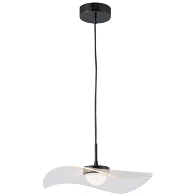 Dainolite Percival 15.75" Wide Matte Black Finish Pendant W/ Clear & White Shade