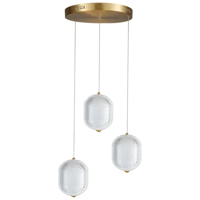 Dainolite Peri 12" Wide 3 Light Aged Brass Led Multi Pendant