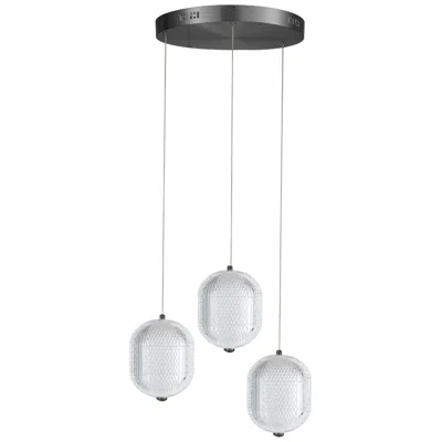 Dainolite Peri 12" Wide 3 Light Matte Black Led Multi Pendant