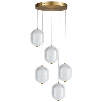 Dainolite Peri 15" Wide 5 Light Aged Brass Led Multi Pendant