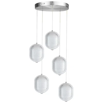 Dainolite Peri 15" Wide 5 Light Polished Chrome Led Multi Pendant