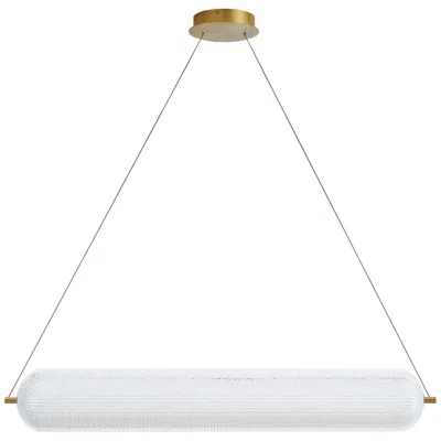 Dainolite Peri 42"w Aged Brass 36w Horizontal Pendant W/ Clear Acrylic Diffuser
