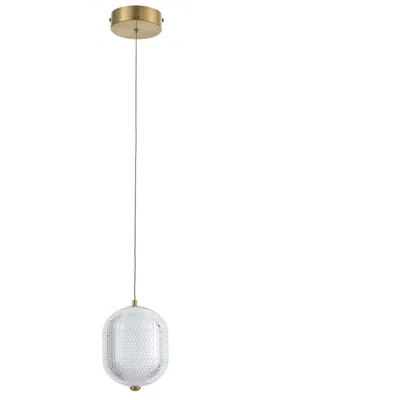 Dainolite Peri 6" Wide Aged Brass 7.5w Pendant With Clear Acrylic Diffuser