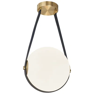 Dainolite Persis 11.75" Wide Aged Brass 12w Pendant With White Opal Glass In Multi