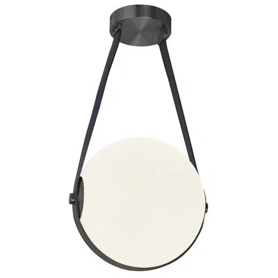 Dainolite Persis Pendant - 12w - White Opal Glass In Matte Black