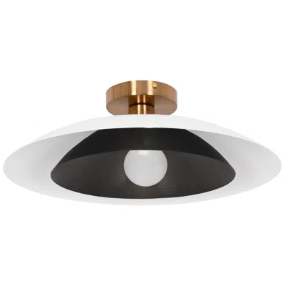 Dainolite Pima 17.75" Wide Matte White & Matte Black Finish Semi Flush Mount