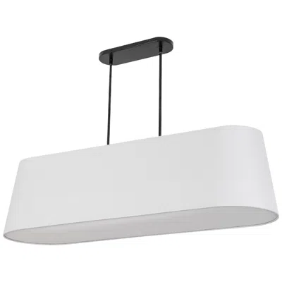 Dainolite Pita 48" Wide 4 Light White Pendant With White Fabric Shade
