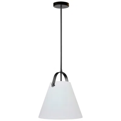Dainolite Polly 12.75" Wide Matte Black Finish Pendant W/ White Shade