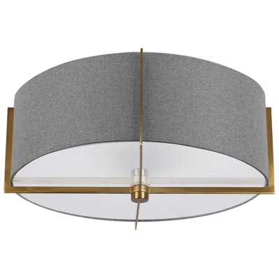 Dainolite Preston 15" Wide 3 Light Aged Brass Semi-flush Mount In Gray