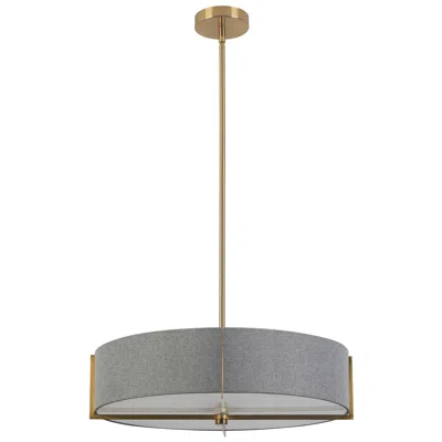 Dainolite Preston 20.75" Wide 4 Light Aged Brass Pendant In Gray