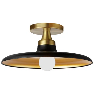 Dainolite Quentin 12" Wide Matte Black, Gold, Aged Brass Flush Mount