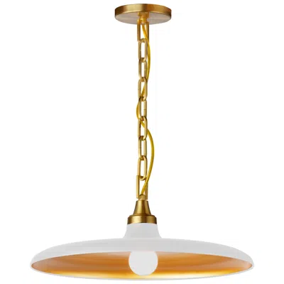 Dainolite Quentin 18" Wide Aged Brass And White Modern Dome Pendant In Brown