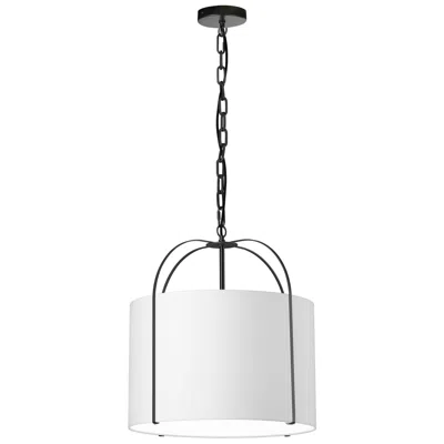 Dainolite Quincy 18" Wide Matte Black White Drum Pendant