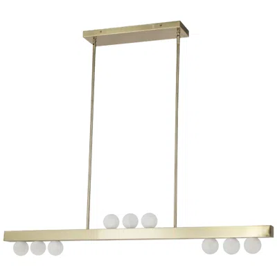 Dainolite Raleigh 42"w 9 Light Aged Brass Horizontal Pendant W/ White Opal Glass In Neutral