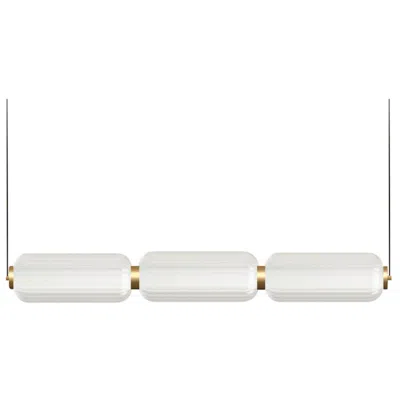 Dainolite Ramona 38"w Aged Brass 30w Led Horizontal Pendant W/ Fluted Glass Shad