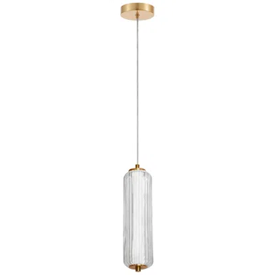 Dainolite Ramona 4.75" Wide Aged Brass 10w Led Pendant With Clear Fluted Glass S