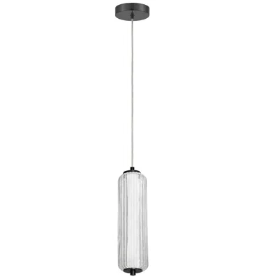 Dainolite Ramona 4.75" Wide Matte Black 10w Led Pendant With Clear Fluted Glass