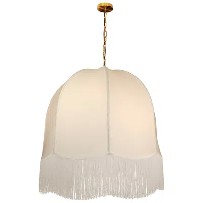 Dainolite Reina 30" Wide White, Aged Brass Pendant