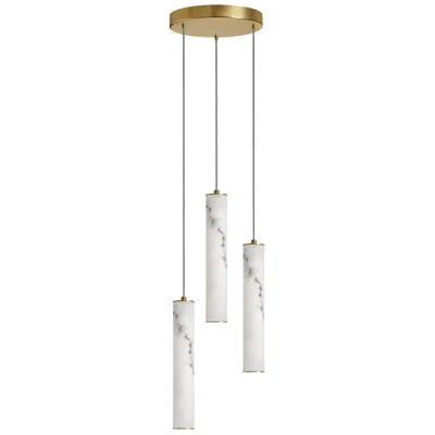Dainolite Reuben 12" Wide 3-light Aged Brass Finish Pendant W/ White Shade