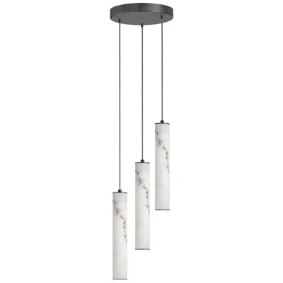 Dainolite Reuben 12" Wide 3-light Matte Black Finish Pendant W/ White Shade