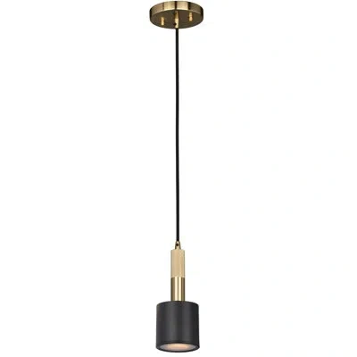 Dainolite Rhoswen 1 Light Pendant - Frosted Diffuser In Matte Black,gold