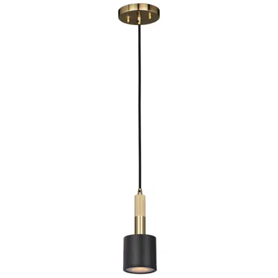 Dainolite Rhoswen 3.5"w Matte Black And Aged Brass Pendant With Frosted Diffuser In Multi