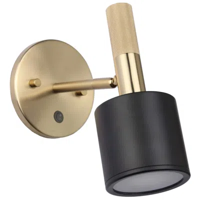Dainolite Rhoswen 8.5"h Matte Black And Brass Wall Sconce W/ Frosted Diffuser