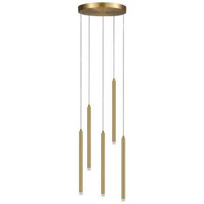 Dainolite Sanya 24" Wide 5 Light Aged Brass Led Multi Pendant With White Acyrlic