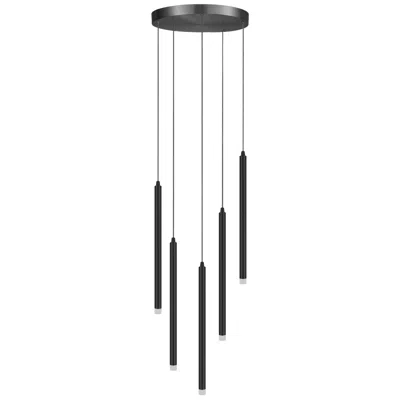 Dainolite Sanya 24"w 5 Light Matte Black Led Multi Pendant With White Acyrlic