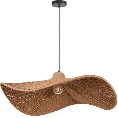 Dainolite Selma 1 Light Pendant - Small - Wavy Wicker Shade