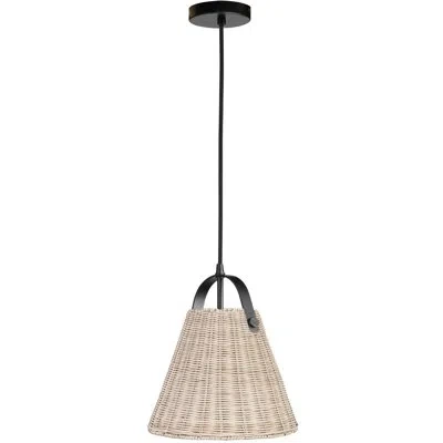 Dainolite Shenandoah 1 Light Pendant - Wicker Shade In Matte Black