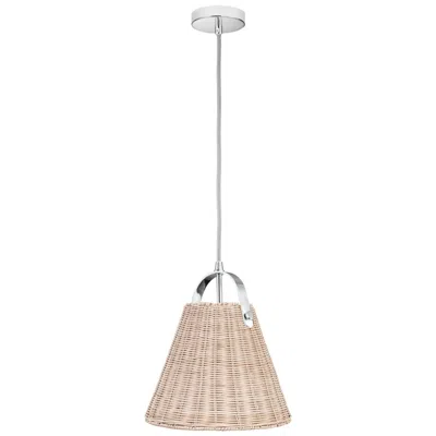 Dainolite Shenandoah 13" Wide Polished Chrome Pendant With Wicker Shade
