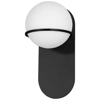 Dainolite Sofia 12" High Matte Black Vertical Wall Sconce With White Glass