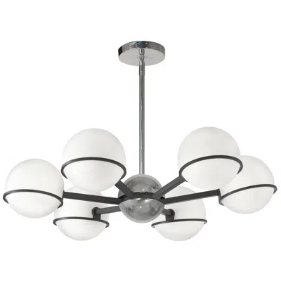 Dainolite Sofia 28" Wide 6 Light Matte Black And Polished Chrome Chandelier